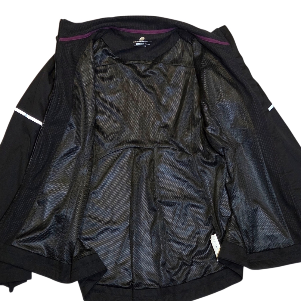 Road Runner Sports Ruffle Zip Running Jacket Black Reflective Athletic Medium - Picture 8 of 14